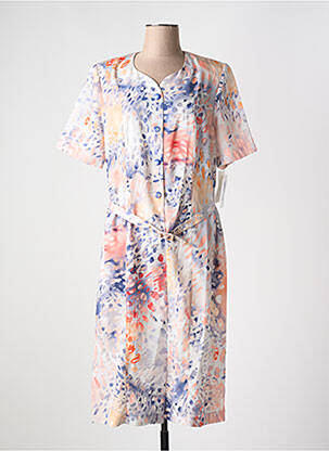 Rochie midi imprimeu fantezie mâneci scurte portocalie FRANCE RIVOIRE femeie