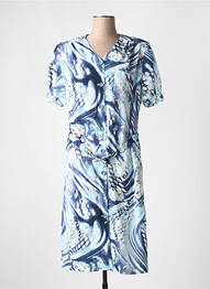 Rochie midi imprimeu fantezie mâneci scurte albastru FRANCE RIVOIRE femme