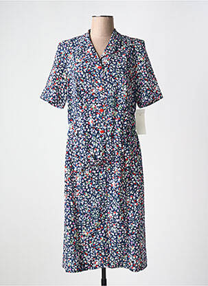 Rochie midi imprimeu floral mâneci scurte albastru GUY DUBOUIS femeie