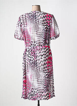 Rochie midi imprimeu fantezie mâneci scurte roz GUY DUBOUIS femeie