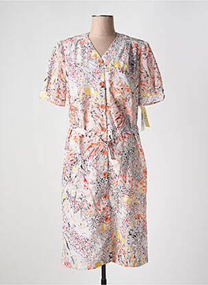 Rochie midi imprimeu floral mâneci scurte portocalie FRANCE RIVOIRE femeie