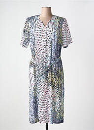 Rochie midi imprimeu fantezie mâneci scurte albastru GUY DUBOUIS femme