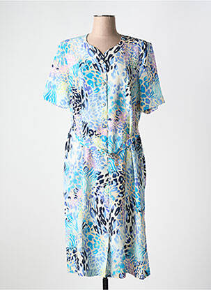 Rochie midi croială fluidă mâneci scurte albastru FRANCE RIVOIRE femeie