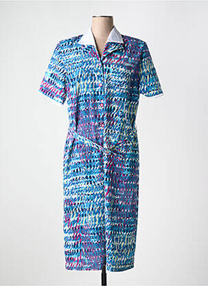 Rochie midi imprimeu fantezie mâneci scurte albastru FRANCE RIVOIRE femeie