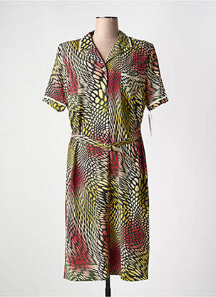 Rochie midi imprimeu fantezie mâneci scurte verde FRANCE RIVOIRE femeie