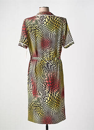 Rochie midi imprimeu fantezie mâneci scurte verde FRANCE RIVOIRE femeie