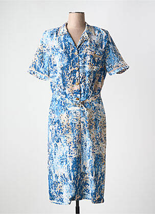 Rochie midi imprimeu fantezie mâneci scurte albastru FRANCE RIVOIRE femeie