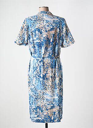 Rochie midi imprimeu fantezie mâneci scurte albastru FRANCE RIVOIRE femeie