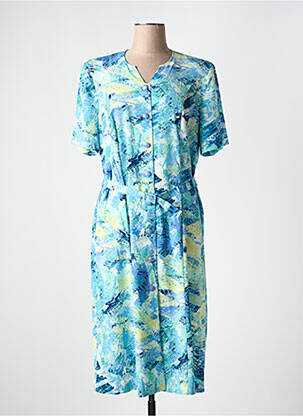 Rochie midi imprimeu fantezie mâneci scurte albastru FRANCE RIVOIRE femeie