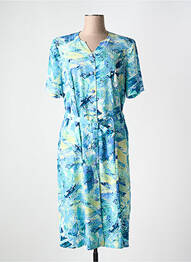 Rochie midi imprimeu fantezie mâneci scurte albastru GUY DUBOUIS femme