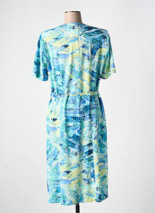 Rochie midi imprimeu fantezie mâneci scurte albastru FRANCE RIVOIRE femeie