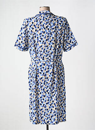 Rochie midi imprimeu fantezie mâneci scurte albastru FRANCE RIVOIRE femeie