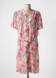 Rochie midi imprimeu fantezie mâneci scurte roz GUY DUBOUIS femme