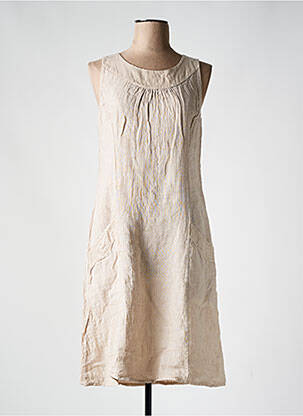 Rochie midi bej COULEURS DU TEMPS femeie