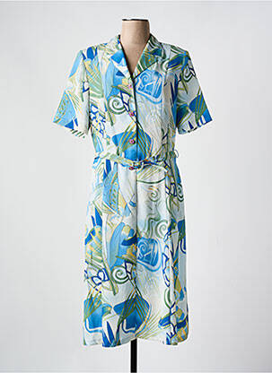 Rochie midi imprimeu floral mâneci scurte albastru GUY DUBOUIS femeie