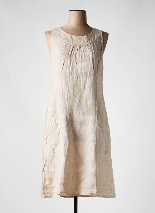 Rochie midi bej COULEURS DU TEMPS femeie