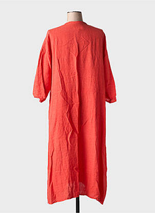 Rochie lungă țesătură crep mâneci 3/4 portocaliu MANUELLE GUIBAL femeie