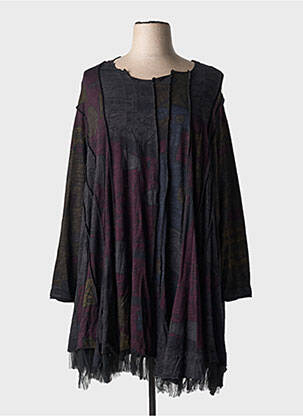Rochie midi imprimeu fantezie mâneci lungi negru BLACK LABEL femeie