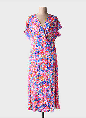 Rochie lungă mâneci scurte mâneci scurte albastru ARTLOVE femeie