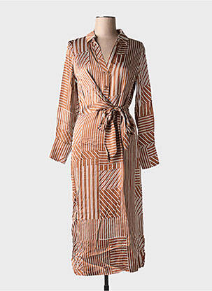 Rochie lungă mâneci lungi mâneci lungi maro GRACE & MILA femeie