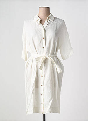 Rochie midi mâneci 3/4 mâneci 3/4 bej SELECTED femeie