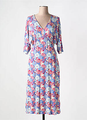 Rochie midi imprimeu floral mâneci 3/4 albastru TRANQUILLO femeie