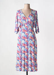 Rochie midi imprimeu floral mâneci 3/4 albastru TRANQUILLO femme