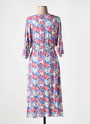 Rochie midi imprimeu floral mâneci 3/4 albastru TRANQUILLO femeie