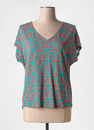 Tricou guler în v mâneci scurte verde LINGAM femeie