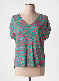 Tricou guler în v mâneci scurte verde LINGAM femme