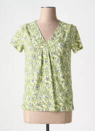 Tricou imprimeu fantezie mâneci scurte verde TRANQUILLO femme