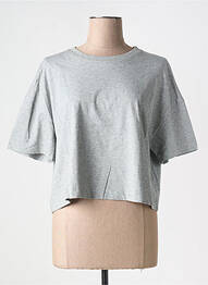 Tricou mâneci trei sferturi mâneci scurte gri GRACE & MILA femme