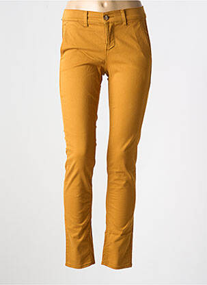Pantalon chino țesătură poplin mărime normală portocalie HAPPY femeie