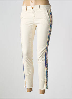 Pantalon chino țesătură poplin mărime normală bej HAPPY femeie