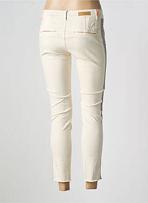 Pantalon chino țesătură poplin mărime normală bej HAPPY femeie