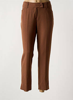Pantalon 7/8 talie cu cleme mărime normală maro QUATRE VINGT JOURS femeie