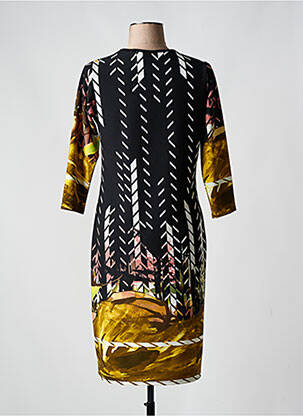 Rochie midi imprimeu fantezie mâneci lungi negru QUATRE VINGT JOURS femeie