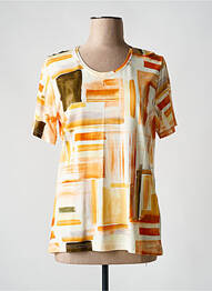 Tricou imprimeu fantezie mâneci scurte portocaliu QUATRE VINGT JOURS femme