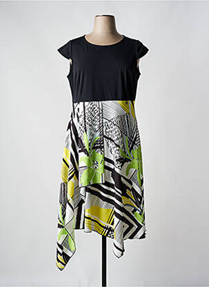 Rochie midi imprimeu fantezie mâneci scurte negru MALOKA femme