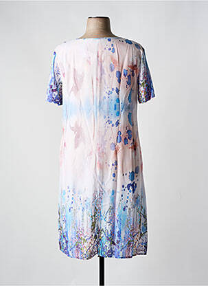 Rochie midi imprimeu fantezie mâneci scurte roz FIGURE LIBRE femeie