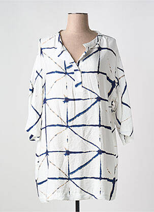 Rochie scurtă croială fluidă mâneci 3/4 alb KOKOMARINA femeie