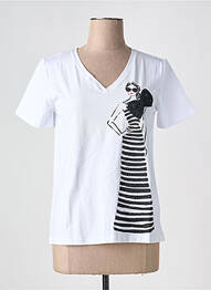 Tricou serigrafie flockată mâneci scurte alb LEO & UGO femeie