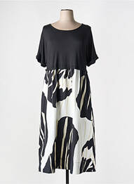 Rochie midi imprimeu fantezie mâneci scurte negru ORTO BOTANICO femme