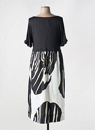 Rochie midi imprimeu fantezie mâneci scurte negru ORTO BOTANICO femeie