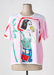 Tricou imprimeu fantezie mâneci scurte alb LEO & UGO femme