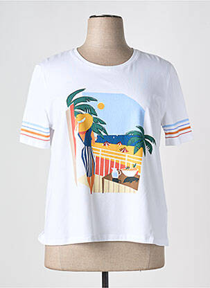 Tricou imprimeu fantezie mâneci scurte alb LEO & UGO femeie