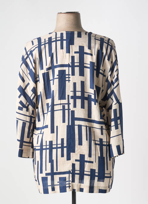 Bluză țesătură poplin mâneci 3/4 albastru ORTO BOTANICO femme