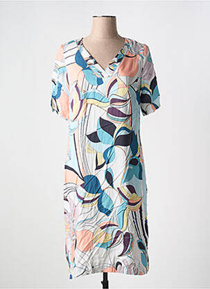 Rochie midi imprimeu fantezie mâneci scurte albastru GREGORY PAT femeie
