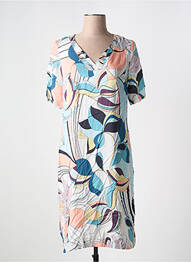 Rochie midi imprimeu fantezie mâneci scurte albastru GREGORY PAT femme