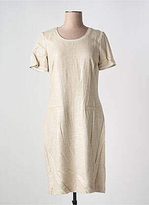 Rochie midi mâneci scurte mâneci scurte bej GREGORY PAT femeie